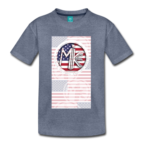 M.I.K.E. Logo, Flag T-Shirt (Youth) - heather blue