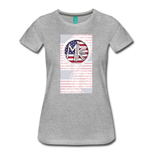 M.I.K.E. Logo, Flag T-Shirt (Womens) - heather gray