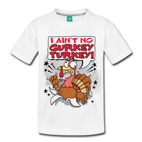 I Ain't No Gurkey Turkey T-Shirt (Youth) - white