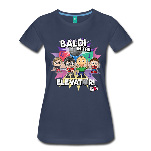 Baldi in the Elevator T-Shirt (Womens) - navy